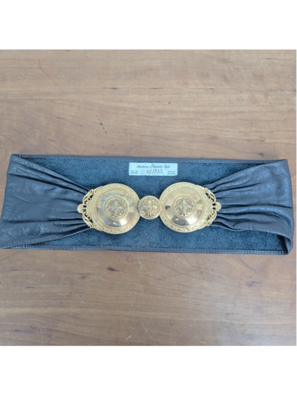 Vintage Canadian Blue Leather Waist Belt with decorative claps